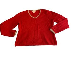 100% Cashmere 2 ply Peck and Peck Red Sweater